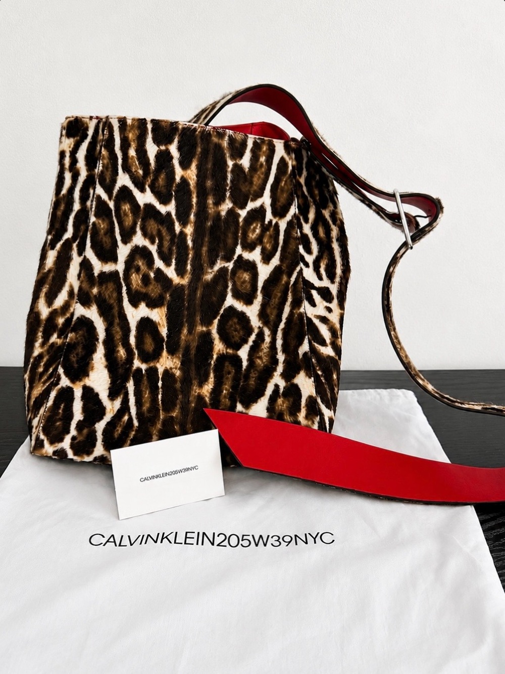 CALVIN KLEIN 205W39NYC Leopard Haircalf Shoulder Bag – Made in Italy